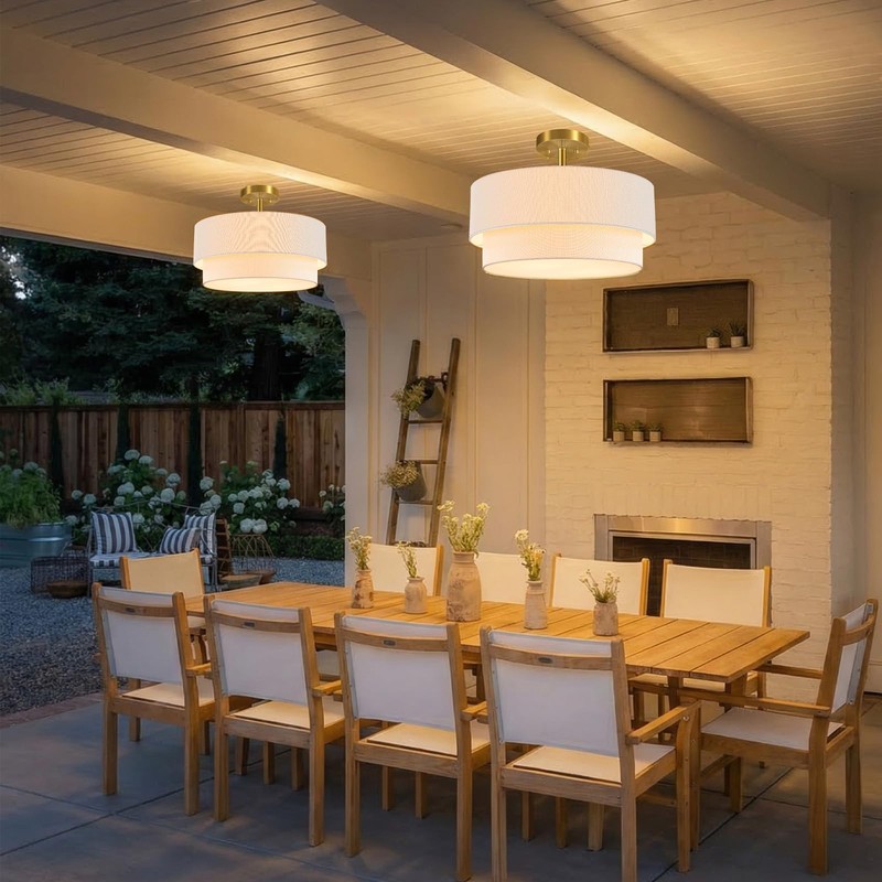 Semi Flush Mount Ceiling Light, 16.5'' Gold Light Fixture Ceiling