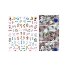 My Kid Mom Littie Child Princess Milk Bottle Daisy Flower Emoticons Nail Sticker Wg795 Nail Wraps Art Stickers Manicure Supplies for Women for Home Nails Full Long Lasting Easy Apply and Remove