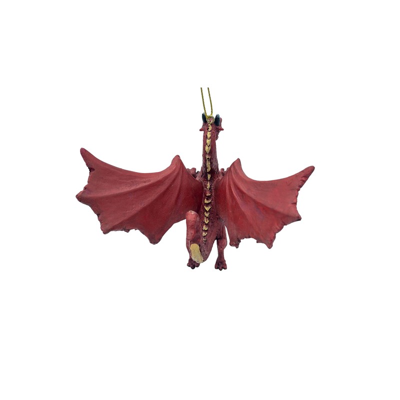 Red Flying Gothic Dragon Fantasy Christmas Tree Hanging Ornament Statue