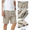 Suvifuly Mens Linen Shorts Casual Elastic Drawstring Lightweight Shorts Outdoor