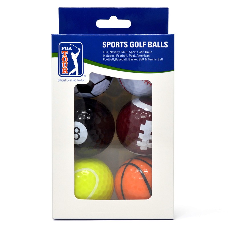 PGA TOUR Fun Sport Golf balls (Set of 6), Unisex,