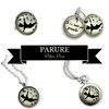 Silver-tone fantasy pocket watch, illustrated pendant necklace, parure « Peter