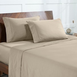 Modern Threads 400 Thread Count 100% Egyptian Cotton 4-Piece Sheet Set, Ultra Soft, Breathable, Durable, Luxurious Bedding, Tan Queen