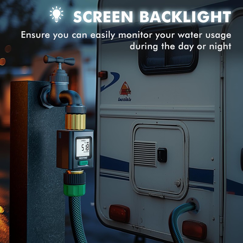 RESTMO Smart Water Flow Meter with Screen Backlight, APP Control