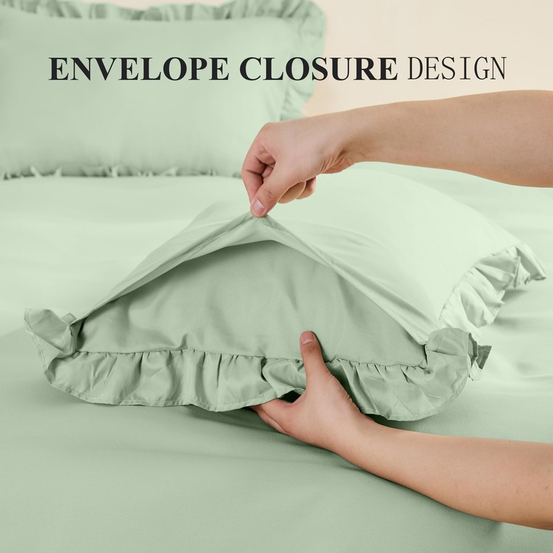 LINENOVA Ruffled Pillow Cases Set of 2 - European Size