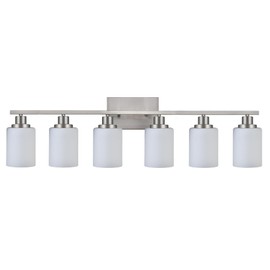 Wanluce 6-Light Bathroom Vanity Light Brushed Nickel Bathroom Lighting Fixtures over Mirror with Opal White Glass Nickel Vanity Lights for Bathroom Modern Vanity Lighting Fixtures Bathroom Wall Sconce
