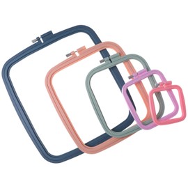 Rubonarie Embroidery Frame, Square, Plastic, Cross Stitch Embroidery Frame, Embroidery Kit, Embroidery Hoop, 2.7 x 3.1 inches (6.8 x 7.8 cm), 3.8 x 4.3 inches (9.6 x 10.8 cm), 5.7 x 6.3 inches (22.5 x