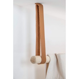 KEYAIIRA Ceiling-Mounted Leather Suspension Straps – Heavy Duty Genuine Leather Ceiling Hooks for Curtain Rods, Hanging Clothes Rack or Copper Pipe – Scandinavian Boho & Modern Decor