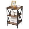 Segawe Rustic Brown X-Design Nightstand with Storage Shelf for Living