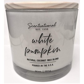 Natural Coconut + Beeswax Scented Candle White Pumpkin XL White Jar with Wooden Lid, 26 Oz.