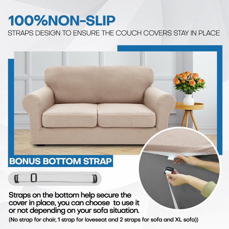 XINEAGE 3-Piece Stretch Sofa Cover, Washable Couch Covers for Dog
