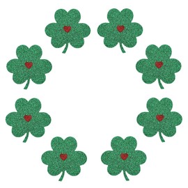 HYXITVCG 4 Pairs St. Patrick's Day Shamrock Pasties, Glitter Lucky Irish Clover Pasties, Disposable Self Adhesive St Patricks Petals Stickers, St Patricks Day Costume Accessories for Women