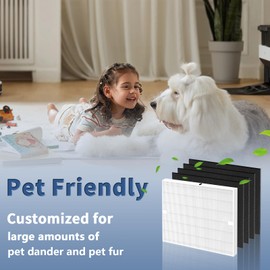AP-1512HH Replacement Filter for Coway Airmega AP-1512HH and 200M Series Air Purifiers, Funmit 1 Pack High Efficiency Filter and 4 Pack Activated Carbon Pre-Filters, Compared to Part # 3304899