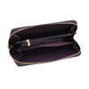 ArtsEye Rose Embossed Genuine Leather Long Zip Around Wallet, Purple,
