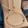Designer Imitation Pearl Neckalce Camellia Flower Long Double Stranded Necklace