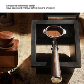 Topyond Espresso Knock Box, Coffee Grounds Dump Bin, Stainless Steel Tamp Station, Removable Knock Bar, Built-in Waste Chute, Bottomless Espresso Puck Box, for Home or Café Use