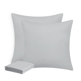 Aisbo Pillowcase, 80 x 80 cm, Set of 2, Light Grey, with Soft Microfibre Zip