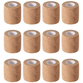 12 Pack 2" x 5 Yards Self Adhesive Elastic Bandage Wrap Stretch Self-Adherent Tape for First Aid,Sports, Wrist, Ankle (Skin Colors)