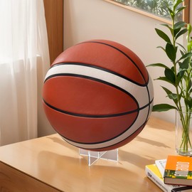 Ultra-Clear Acrylic Sports Ball Display Stand (3-Pack), Thick Shatterproof Holder for Basketball, Football, Soccer, Volleyball – Medium Size 3.54 x 1.3 inch
