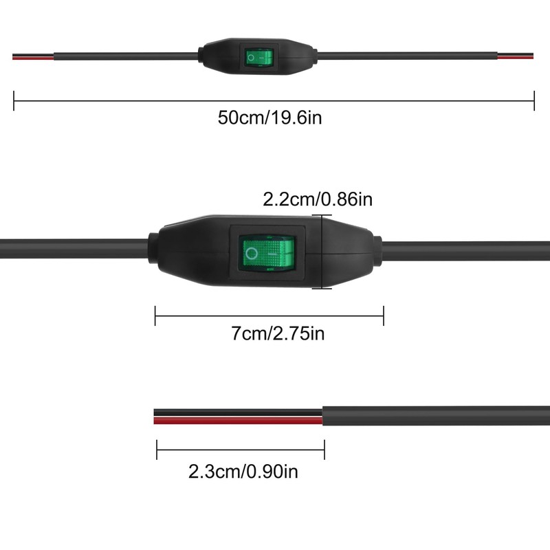 XMSJSIY Inline Cord Switch 12 V 24 V/3 A Toggle