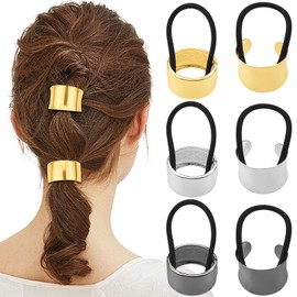 6 Pcs Ponytail Holder Metal Expandable Hair Accessories: Gothic Punk Elastic Rope Wraps for Women