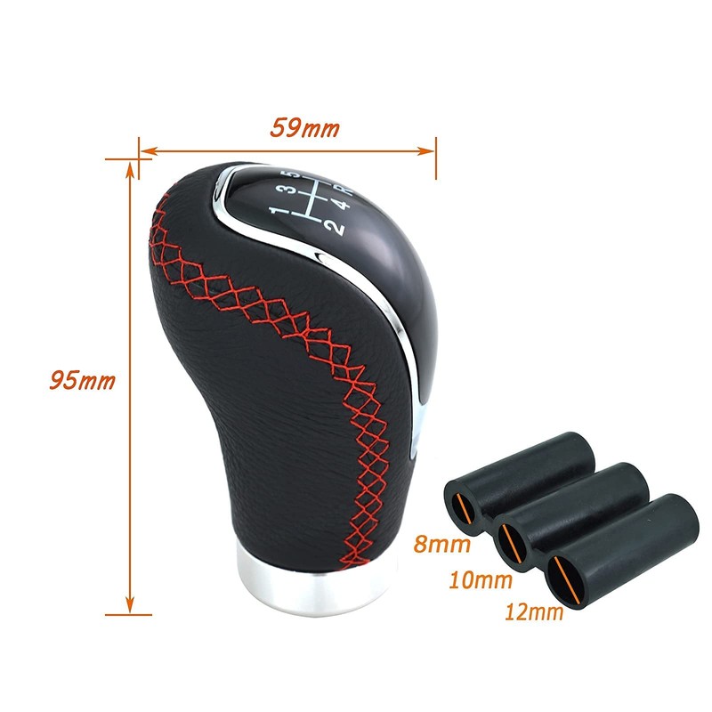 Lunsom Gear Shift Shifter Knobs, 6 Speed Leather Shift Knob