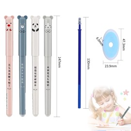 YHUIKXIN Erasable Ballpoint Pen, Pack of 8 Rollerball Pens, Erasable 0.35 mm Cartoon Erasable Pen with 30 Refills and 2 Erasers, Gel Pens for Children, Students, School, Office (Blue)