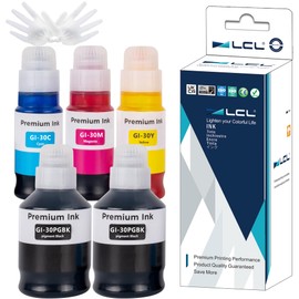 LCL for Canon GI-30 GI-30PGBK GI-30BK GI-30C GI-30M GI-30Y (5 Pack, 2BK Pigment 170ML C/M/Y Dye 70ML) Compatible Ink Bottle for G5030/G6030/G7030