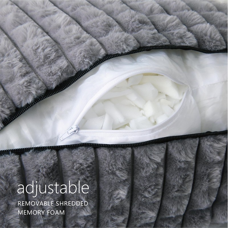 Volple Faux Rabbit Fur Reading Pillow with Arms,Removable Cover, Adjustable