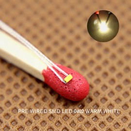 Unbranded 20pcs Pre-wired Micro PTFE Wire Warm White SMD LED 0402 Lights Free Resistors