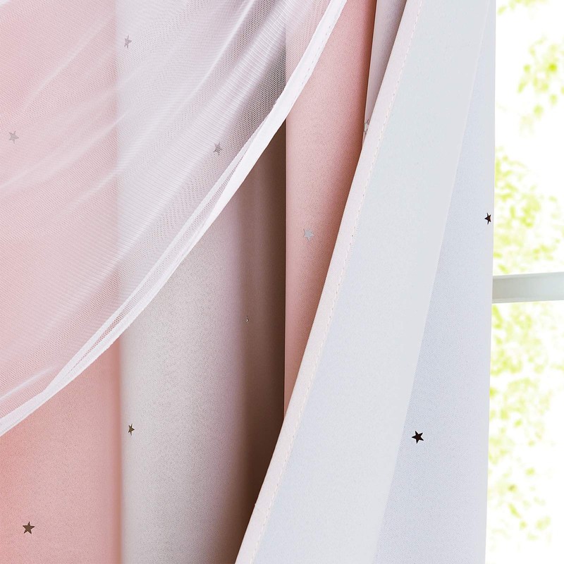 NICETOWN Pink & Grey Ombre Blackout Curtains for Kid Girls