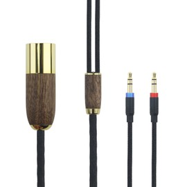 HansnBy 4-Pin XLR Balanced Cable 6N OCC Copper Silver Plated Cable Walnut Housing Compatible with Hifiman Ananda, Sundara, Arya, HE400SE, HE4XX, HE-400i Headphones (2 x 3.5 mm Version) 3 m/10 ft