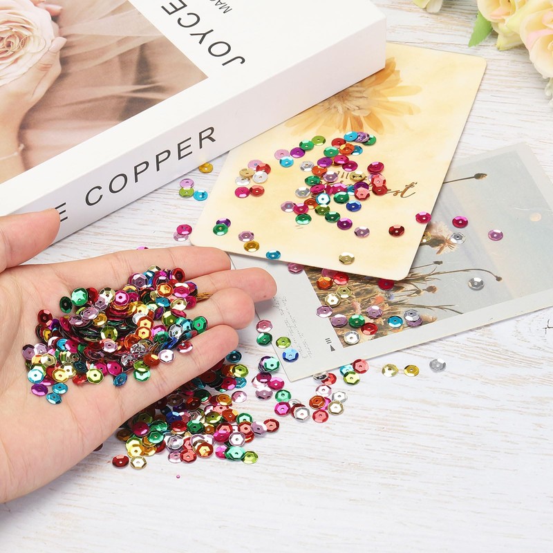 QUARKZMAN Loose Sequins, 6 mm, Laser Sequins, 2400 Pieces, Cup