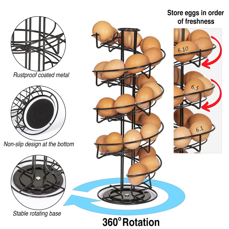 WOODLAND ACRES Rotating Spiral Egg Dispensing Rack, Skelter, Countertop storage