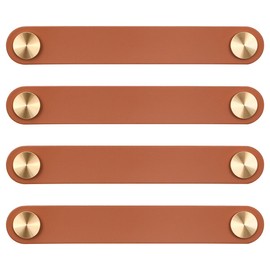 ZONADAH Set of 4 Leather Kitchen Bedroom Furniture Handles Hole Spacing 128mm Cupboard Handle Door Handle for Kitchen Bathroom Cabinets Dresser Drawers Cabinets Cabinets Wood Display Cabinets Brown