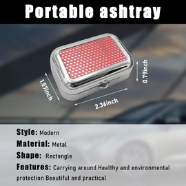 Yourkar Portable Ashtrays, Stainless Steel Carry-on Mini Ashtray with Windproof Lid, Portable Waterproof Creative Pocket Ashtray for Outdoor Cars, Universal Car Accessories (Red)