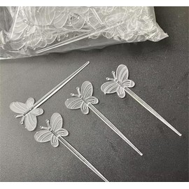 200 Pcs Clear Plastic Cocktail Picks Butterfly Fruit Toothpicks Food Drink Picks Sandwich Appetizer Sticks Skewers Party Supplies for Wedding Baby Shower, Bar Tools