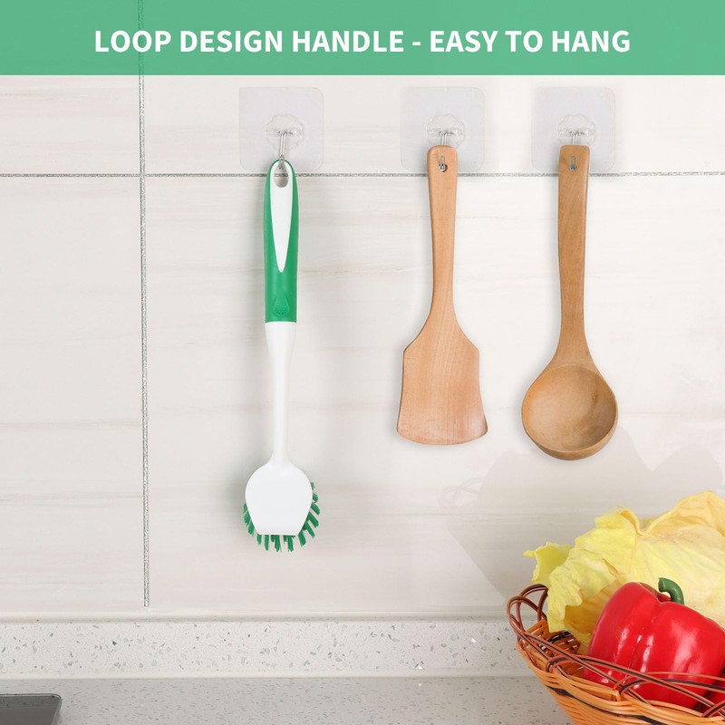 Dish Brush with Handle, 2 Pack Dish Cleaning Brushes with