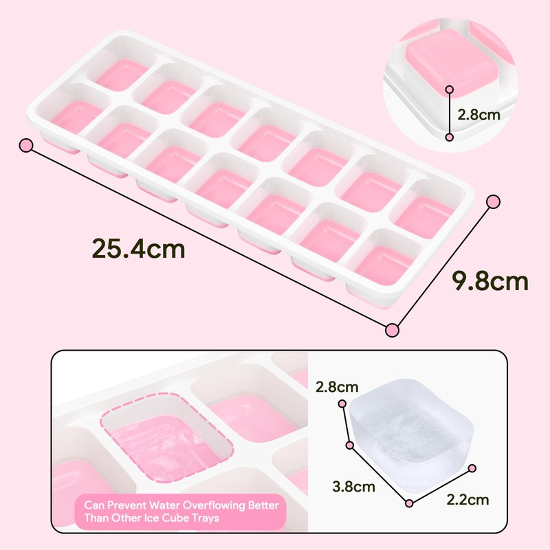 Ice Cube Trays 4 Pack, Airabc Silicone Ice Cube Trays