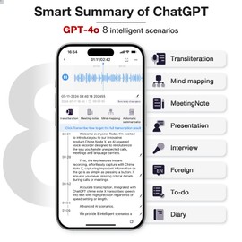 AI Voice Recorder, Voice Recorder with No Fee for Transcribe & Summarize Empowered by ChatGpt, App Control, Support 107 Languages,64GB Memory,Audio Recorder for Lectures/Meetings/Calls/Interview
