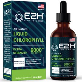 E2H Chlorophyll Liquid Drops - All-Natural Flavored Energy Booster, Immune System Support and Internal Deodorant - Vegan - Gluten Free - Non-GMO - 2 Fl Oz