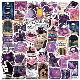 50PCS Bookish Witch Stickers for Kids Teens, Witchy Style Bookworm Sticker Pack for Kids Teens ‌Witchcraft‌ Vinyl Decals for Laptop Water Bottle Girls Waterproof Magic Bookish Stickers (Book W)