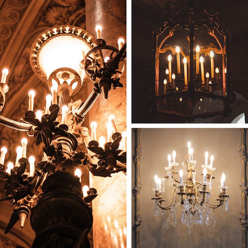 2W Candelabra Led Bulbs, Dimmable E12 Chandelier Light Bulbs, 2200K,