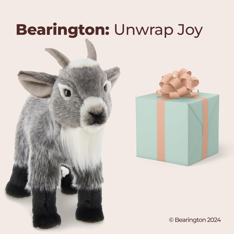 Bearington Garret The Goat Realistic Stuffed Animals - 12" Gray