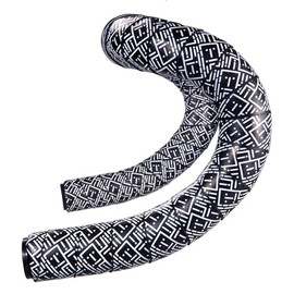 SPF6-BK Handlebar Tape, Grip Tape, Anti-Slip, End Plugs, EVA + PU, Left and Right Set, Black/White