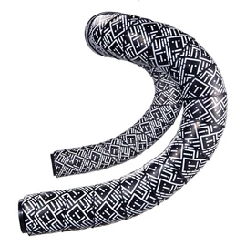 SPF6-BK Handlebar Tape, Grip Tape, Anti-Slip, End Plugs, EVA + PU, Left and Right Set, Black/White