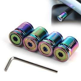 Owlbud Juego de 4 Tapones para Llantas Antirrobo Valvulas Llantas Universales Protección Ideal para Coche, Camioneta Motocicleta Bicicleta Cubre Válvulas de Aluminio De Color