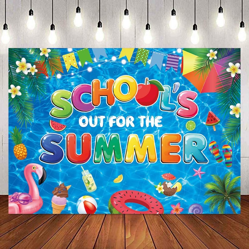 HEARKEN 7x5ft School's Out for The Summer Pool Party Backdrop
