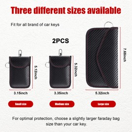 Kewucn 2 Pack Faraday Bag for Key Fob, RFID Signal Blocking Key Fob Protector and Anti-Hacking Faraday Cage, Carbon Fiber Anti-Theft Car Keys Faraday Pouch, Premium Car Key Safe Protector (Medium)