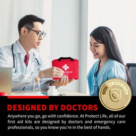 Protect Life Business First Aid Kit, Emergency First Aid Kit for Office Setting, Medical Kit Supplies, First Aid Kits for Businesses, School & Commercial Use - 200 Pieces